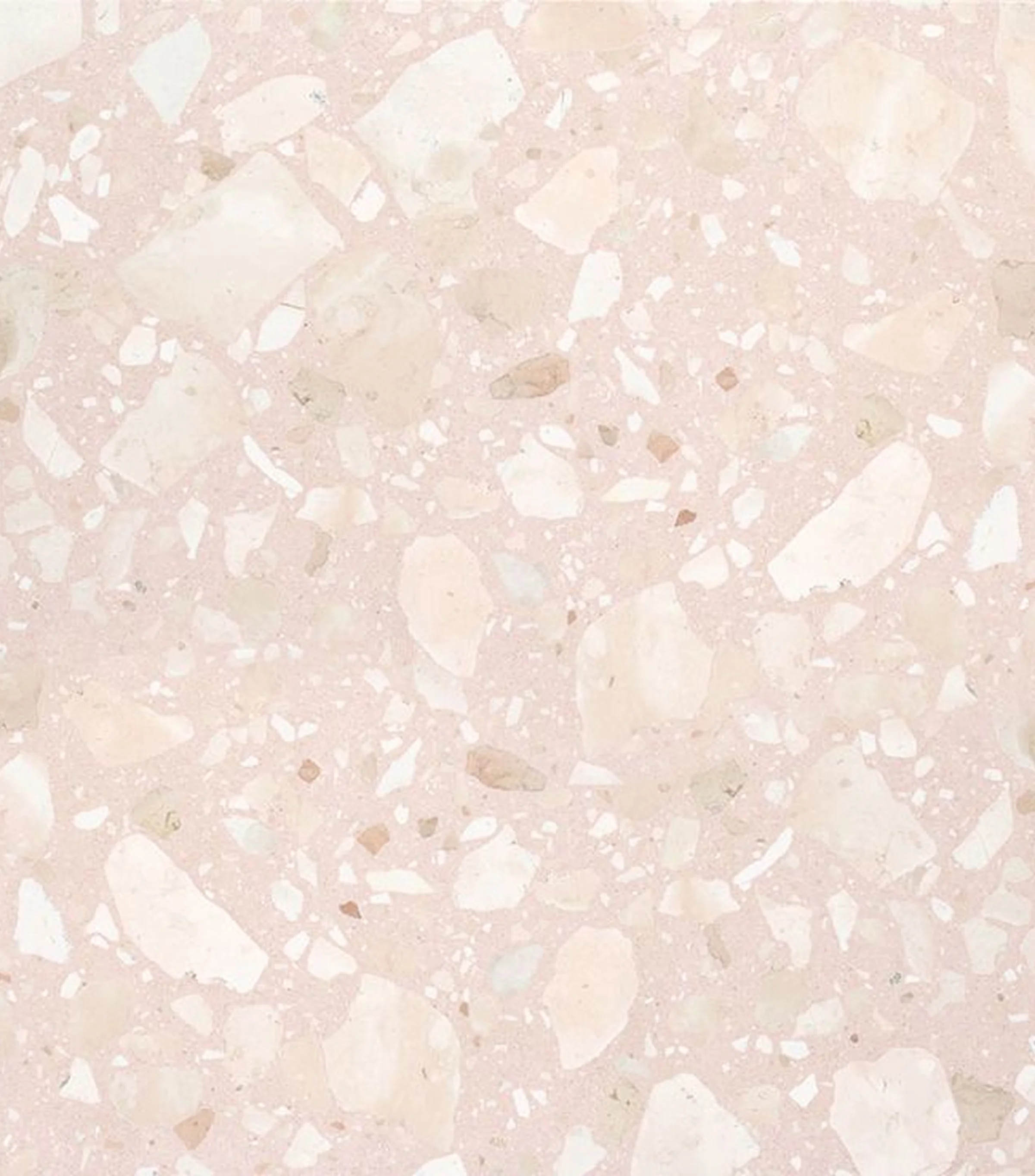 Campione di Agglotech REG5088 Rosa Corallo con fondo rosa tenue e graniglie bianche usato come elemento espositivo nell'installazione The Shape of What Remains alla Biennale del Design di Venezia 2025 - Trapattoni Marmi